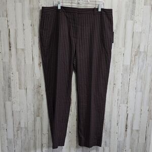 DKNY Brown Blue Plaid Essex Trouser Pants Plus Size 18